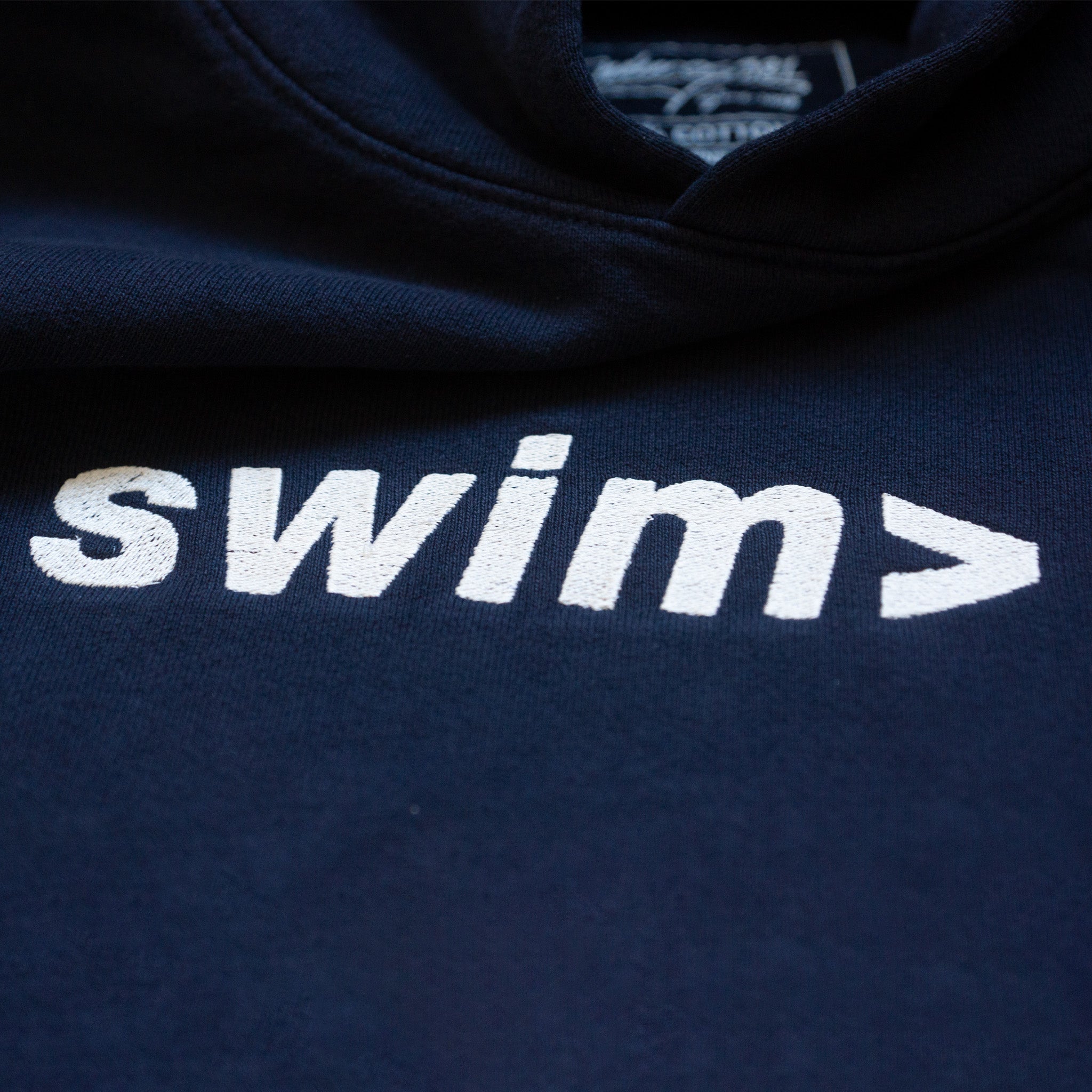 swim> navy hoodie
