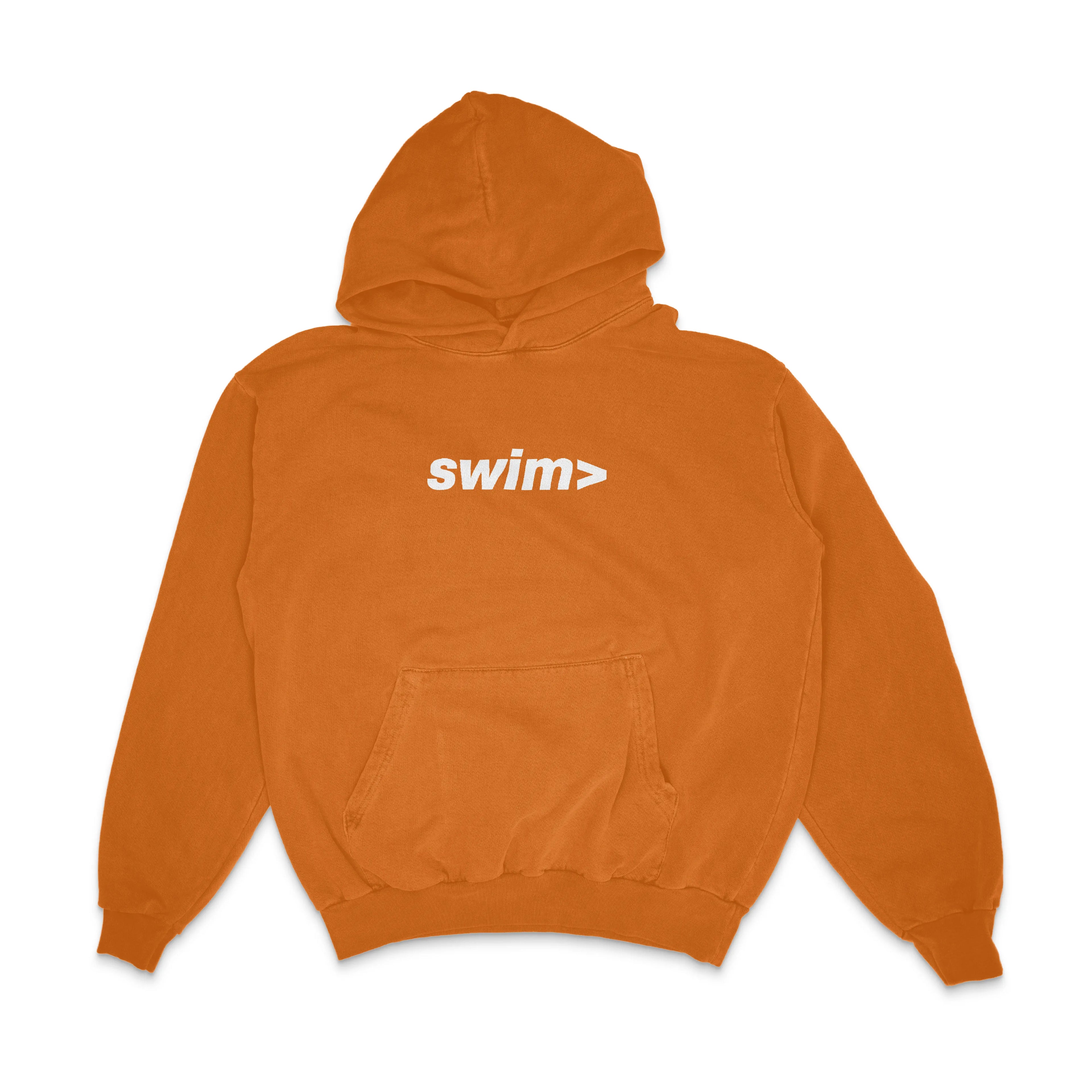 swim> orange hoodie