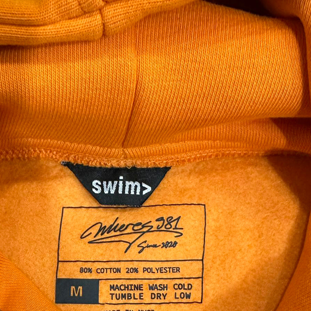 swim> orange hoodie