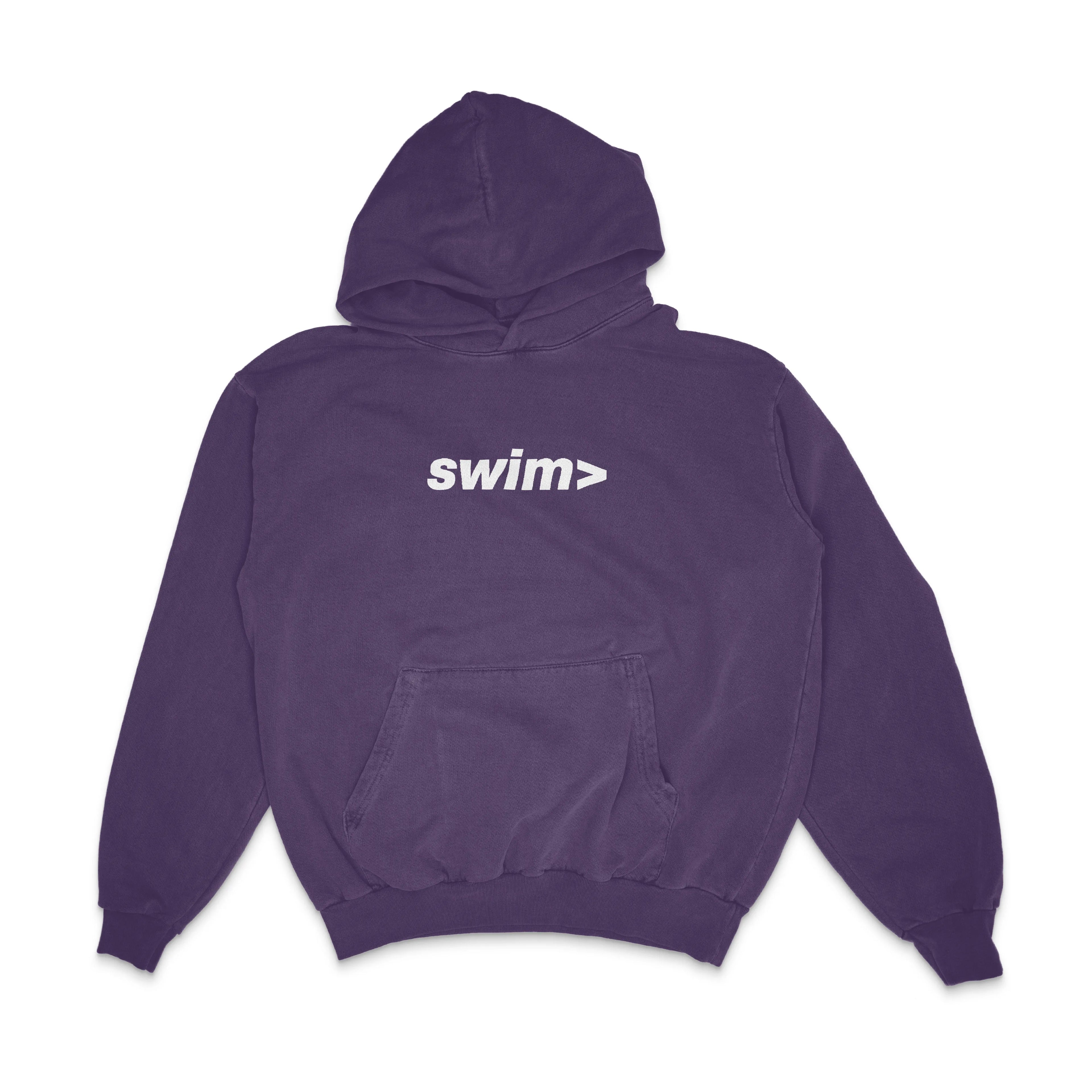 swim> purple hoodie